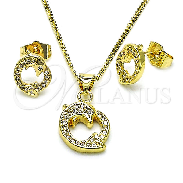 Gold Filled Ring — Earring and Pendant Adult Set Dolphin Design with — main product view — SKU 154721 | Oro Laminado anillo — Earring and Pendant Adult Set Dolphin diseño with — SKU 154721