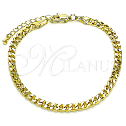 Oro Laminado Basic Bracelet, Gold Filled Style Miami Cuban Design, Polished, Golden Finish, 04.213.0169.07 (120 Gauge, Thickness, 7 Inches Length)