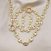 Oro Laminado Necklace, Bracelet and Earring, Gold Filled Style Puff Mariner Design, Polished, Golden Finish, 06.372.0069