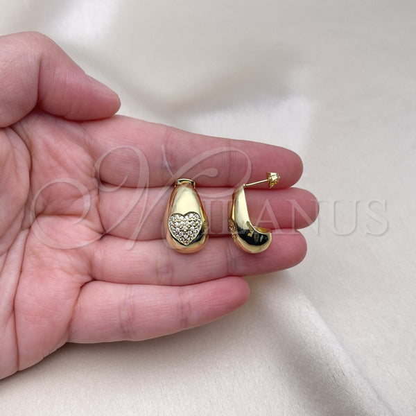 Gold Filled Ring — Stud Earring Teardrop and Heart Design with White — alternate product view — SKU 154733 | Oro Laminado anillo — Stud Earring Teardrop and corazón diseño with blanco — SKU 154733