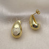 Gold Filled Ring — Stud Earring Teardrop and Heart Design with White — alternate product view — SKU 154733 | Oro Laminado anillo — Stud Earring Teardrop and corazón diseño with blanco — SKU 154733
