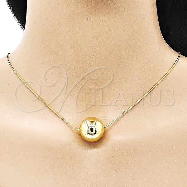 Gold Filled Necklace — Pendant Necklace Ball and Hollow Design Polished 04. — alternate product view — SKU 154740 | Oro Laminado collar — Pendant Necklace Ball and Hollow diseño pulido 04. — SKU 154740