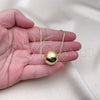 Oro Laminado Pendant Necklace, Gold Filled Style Ball and Hollow Design, Polished, Golden Finish, 04.341.0113.18 (01 MM Thickness, 18 Inches Length)