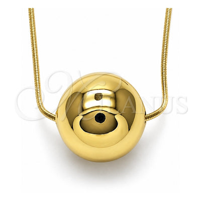 Oro Laminado Pendant Necklace, Gold Filled Style Ball and Hollow Design, Polished, Golden Finish, 04.341.0113.18 (01 MM Thickness, 18 Inches Length)