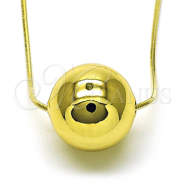 Oro Laminado Pendant Necklace, Gold Filled Style Ball and Hollow Design, Polished, Golden Finish, 04.341.0113.18 (01 MM Thickness, 18 Inches Length)