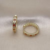 Oro Laminado Huggie Hoop, Gold Filled Style with Garnet and White Cubic Zirconia, Polished, Golden Finish, 02.213.0618.1.20