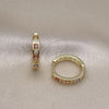 Oro Laminado Huggie Hoop, Gold Filled Style with Multicolor and White Cubic Zirconia, Polished, Golden Finish, 02.213.0618.2.20