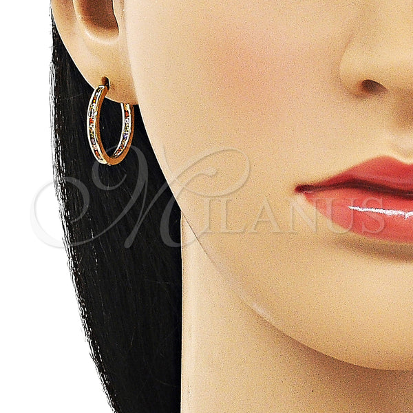 Gold Filled Hoop Earrings — Huggie Hoop with Multicolor Cubic Zirconia Polished 02. — alternate product view — SKU 154745 | Oro Laminado aretes de aro — Huggie Hoop with Multicolor Cubic Zirconia pulido 02. — SKU 154745