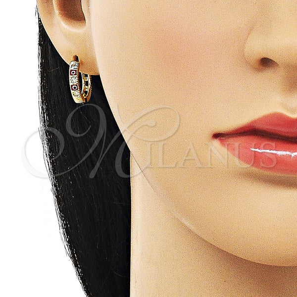 Gold Filled Hoop Earrings — Huggie Hoop Evil Eye Design with White Cubic — alternate product view — SKU 154748 | Oro Laminado aretes de aro — Huggie Hoop Evil Eye diseño with blanco Cubic — SKU 154748