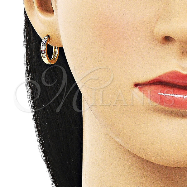 Gold Filled Hoop Earrings — Huggie Hoop Evil Eye Design with White Cubic — alternate product view — SKU 154749 | Oro Laminado aretes de aro — Huggie Hoop Evil Eye diseño with blanco Cubic — SKU 154749