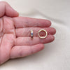 Oro Laminado Huggie Hoop, Gold Filled Style Evil Eye Design, with White Cubic Zirconia, Multicolor Enamel Finish, Golden Finish, 02.213.0620.1.15