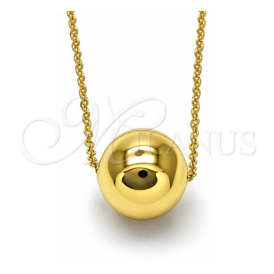 Oro Laminado Pendant Necklace, Gold Filled Style Ball and Rolo Design, Polished, Golden Finish, 04.213.0304.18 (02 MM Thickness, 18 Inches Length)