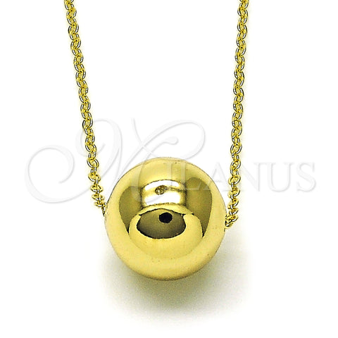Oro Laminado Pendant Necklace, Gold Filled Style Ball and Rolo Design, Polished, Golden Finish, 04.213.0304.18 (02 MM Thickness, 18 Inches Length)