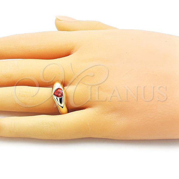 Gold Filled Ring — Multi Stone Ring Heart Design with Garnet Cubic — alternate product view — SKU 154755 | Oro Laminado anillo — Multi Stone Ring corazón diseño with Garnet Cubic — SKU 154755