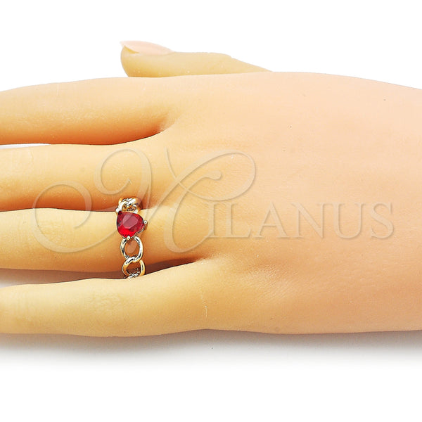 Gold Filled Ring — Multi Stone Ring Heart and Curb Design with — alternate product view — SKU 154756 | Oro Laminado anillo — Multi Stone Ring corazón and Curb diseño with — SKU 154756