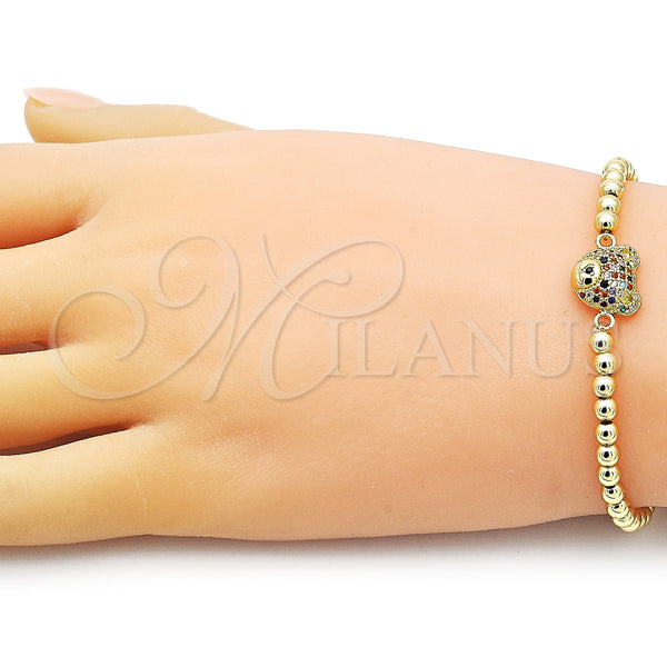 Gold Filled Bracelet — Fancy Bracelet Expandable Bead and Teddy Bear Design — alternate product view — SKU 154763 | Oro Laminado brazalete — elegante Bracelet Expandable Bead and Teddy Bear diseño — SKU 154763