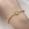 Oro Laminado Fancy Bracelet, Gold Filled Style Expandable Bead and Teddy Bear Design, with Multicolor Micro Pave, Polished, Golden Finish, 03.299.0109.07 (04 MM Thickness, 7 Inches Length)