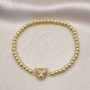 Oro Laminado Fancy Bracelet, Gold Filled Style Expandable Bead and Teddy Bear Design, with Multicolor Micro Pave, Polished, Golden Finish, 03.299.0109.07 (04 MM Thickness, 7 Inches Length)