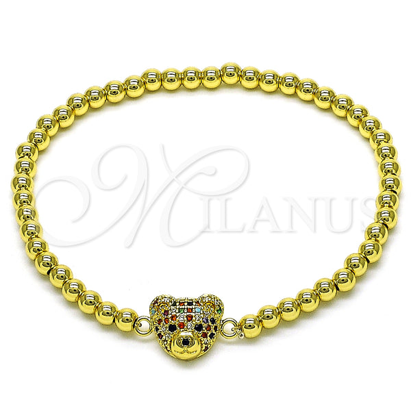 Gold Filled Bracelet — Fancy Bracelet Expandable Bead and Teddy Bear Design — main product view — SKU 154763 | Oro Laminado brazalete — elegante Bracelet Expandable Bead and Teddy Bear diseño — SKU 154763