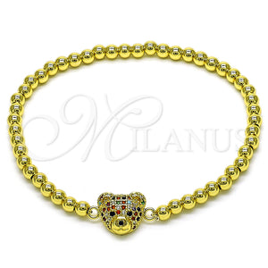 Gold Filled Bracelet — Fancy Bracelet Expandable Bead and Teddy Bear Design — main product view — SKU 154763 | Oro Laminado brazalete — elegante Bracelet Expandable Bead and Teddy Bear diseño — SKU 154763