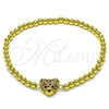 Oro Laminado Fancy Bracelet, Gold Filled Style Expandable Bead and Teddy Bear Design, with Multicolor Micro Pave, Polished, Golden Finish, 03.299.0109.07 (04 MM Thickness, 7 Inches Length)
