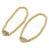Oro Laminado Fancy Bracelet, Gold Filled Style Expandable Bead and Teddy Bear Design, with Multicolor Micro Pave, Polished, Golden Finish, 03.299.0109.07 (04 MM Thickness, 7 Inches Length)