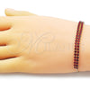 Oro Laminado Adjustable Bolo Bracelet, Gold Filled Style with Garnet Cubic Zirconia, Polished, Golden Finish, 03.213.0250.10 (05 MM Thickness, 10 Inches Length)