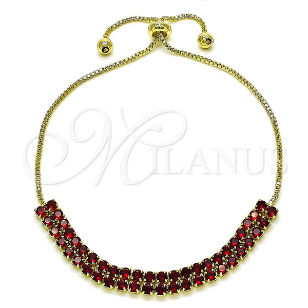 Gold Filled Bracelet — Adjustable Bolo Bracelet with Garnet Cubic Zirconia Polished — alternate product view — SKU 154765 | Oro Laminado brazalete — Adjustable Bolo Bracelet with Garnet Cubic Zirconia pulido — SKU 154765