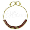 Oro Laminado Adjustable Bolo Bracelet, Gold Filled Style with Garnet Cubic Zirconia, Polished, Golden Finish, 03.213.0250.10 (05 MM Thickness, 10 Inches Length)