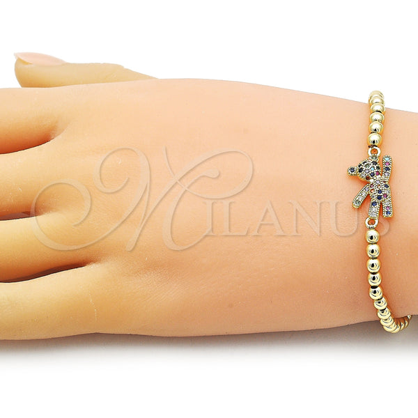 Gold Filled Bracelet — Fancy Bracelet Expandable Bead and Teddy Bear Design — alternate product view — SKU 154770 | Oro Laminado brazalete — elegante Bracelet Expandable Bead and Teddy Bear diseño — SKU 154770