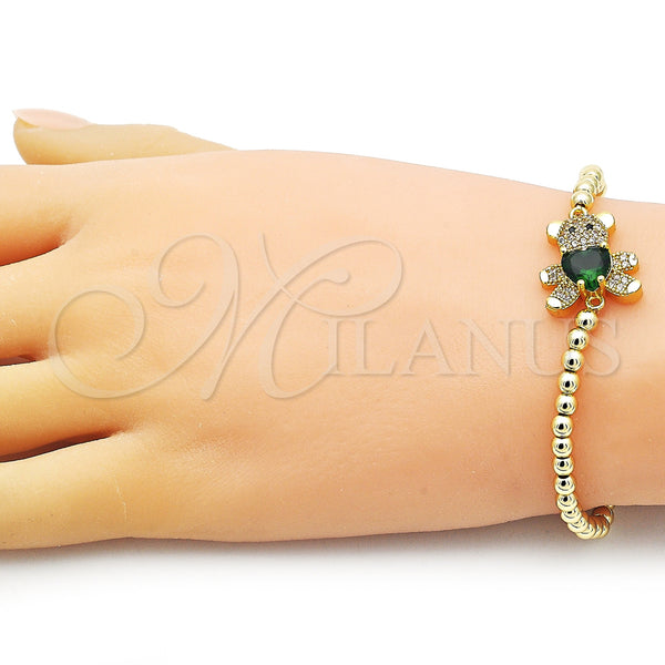 Gold Filled Bracelet — Fancy Bracelet Expandable Bead and Teddy Bear Design — alternate product view — SKU 154771 | Oro Laminado brazalete — elegante Bracelet Expandable Bead and Teddy Bear diseño — SKU 154771