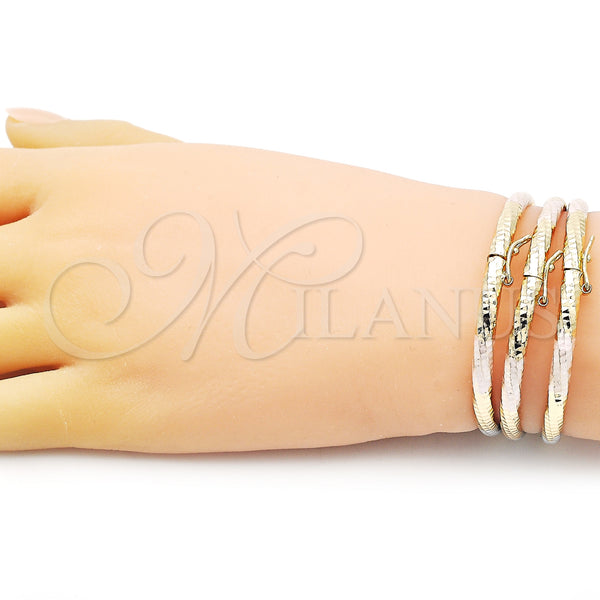 Gold Filled Jewelry — Trio Bangle Hollow Design Diamond Cutting 07.93. 04 — alternate product view — SKU 154777 | Oro Laminado joyería — Trio Bangle Hollow diseño Diamond Cutting 07.93. 04 — SKU 154777