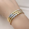 Oro Laminado Trio Bangle, Gold Filled Style Hollow Design, Diamond Cutting Finish, Golden Finish, 07.93.0018.02 (04 MM Thickness, Size 2 (1.75 Diameter))