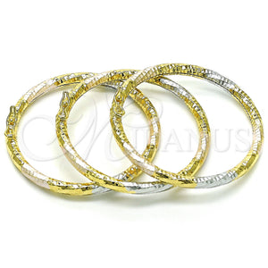 Gold Filled Jewelry — Trio Bangle Hollow Design Diamond Cutting 07.93. 04 — main product view — SKU 154777 | Oro Laminado joyería — Trio Bangle Hollow diseño Diamond Cutting 07.93. 04 — SKU 154777