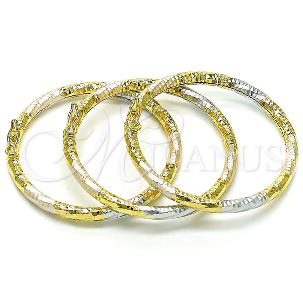 Gold Filled Jewelry — Trio Bangle Hollow Design Diamond Cutting 07.93. 04 — main product view — SKU 154777 | Oro Laminado joyería — Trio Bangle Hollow diseño Diamond Cutting 07.93. 04 — SKU 154777