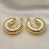 Oro Laminado Medium Hoop, Gold Filled Style Hollow Design, Diamond Cutting Finish, Golden Finish, 02.163.0308.30