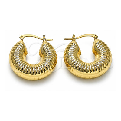 Oro Laminado Small Hoop, Gold Filled Style Hollow Design, Diamond Cutting Finish, Golden Finish, 02.341.0132.30
