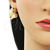 Oro Laminado Stud Earring, Gold Filled Style Heart and Hollow Design, Polished, Golden Finish, 02.163.0309