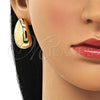 Oro Laminado Stud Earring, Gold Filled Style Teardrop Design, Polished, Golden Finish, 02.385.0042