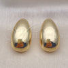 Oro Laminado Stud Earring, Gold Filled Style Teardrop Design, Polished, Golden Finish, 02.385.0042