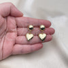 Oro Laminado Dangle Earring, Gold Filled Style Heart Design, Polished, Golden Finish, 02.385.0046