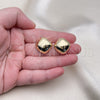 Oro Laminado Stud Earring, Gold Filled Style Polished, Golden Finish, 02.385.0047