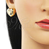 Oro Laminado Stud Earring, Gold Filled Style Heart Design, Polished, Golden Finish, 02.385.0048