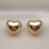 Oro Laminado Stud Earring, Gold Filled Style Heart Design, Polished, Golden Finish, 02.385.0048