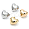 Oro Laminado Stud Earring, Gold Filled Style Heart Design, Polished, Golden Finish, 02.385.0048