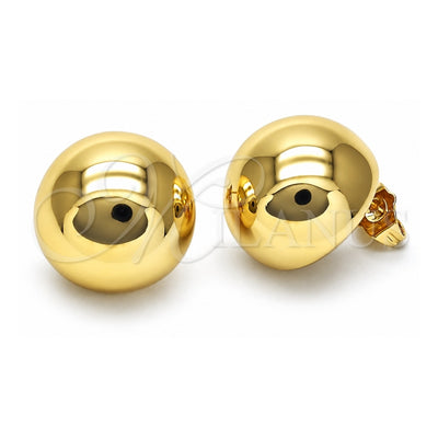 Oro Laminado Stud Earring, Gold Filled Style Ball Design, Polished, Golden Finish, 02.385.0050