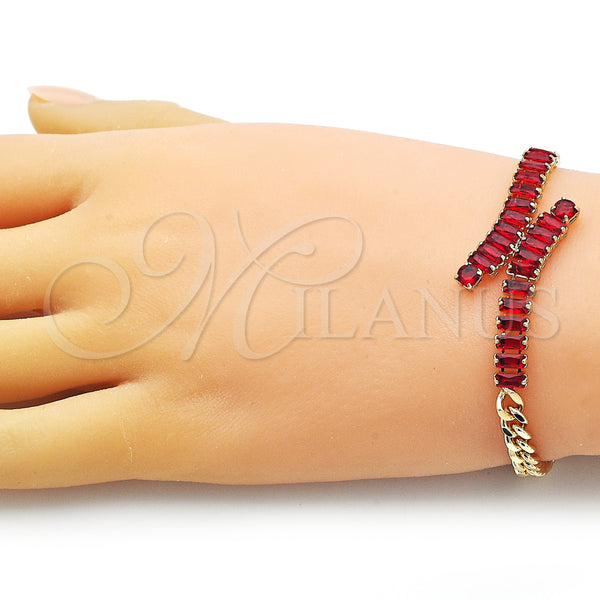 Gold Filled Bracelet — Fancy Bracelet Miami Cuban and Baguette Design with — alternate product view — SKU 154817 | Oro Laminado brazalete — elegante Bracelet Miami Cuban and Baguette diseño with — SKU 154817