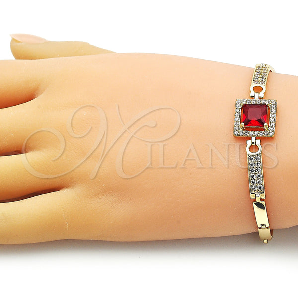 Gold Filled Bracelet — Fancy Bracelet with Garnet Cubic Zirconia and White — alternate product view — SKU 154818 | Oro Laminado brazalete — elegante Bracelet with Garnet Cubic Zirconia and blanco — SKU 154818