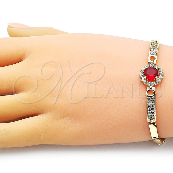 Gold Filled Bracelet — Fancy Bracelet with Garnet Cubic Zirconia and White — alternate product view — SKU 154819 | Oro Laminado brazalete — elegante Bracelet with Garnet Cubic Zirconia and blanco — SKU 154819