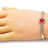 Oro Laminado Fancy Bracelet, Gold Filled Style with Garnet Cubic Zirconia and White Micro Pave, Polished, Golden Finish, 03.283.0362.08 (04 MM Thickness, 8 Inches Length)